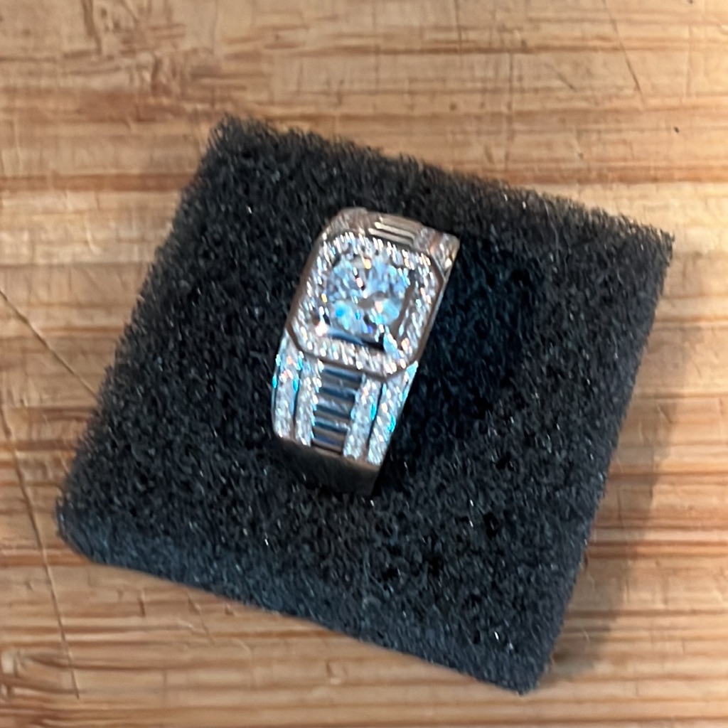1ct Mens Moissanite Set In 925 Sterling Silver Ring